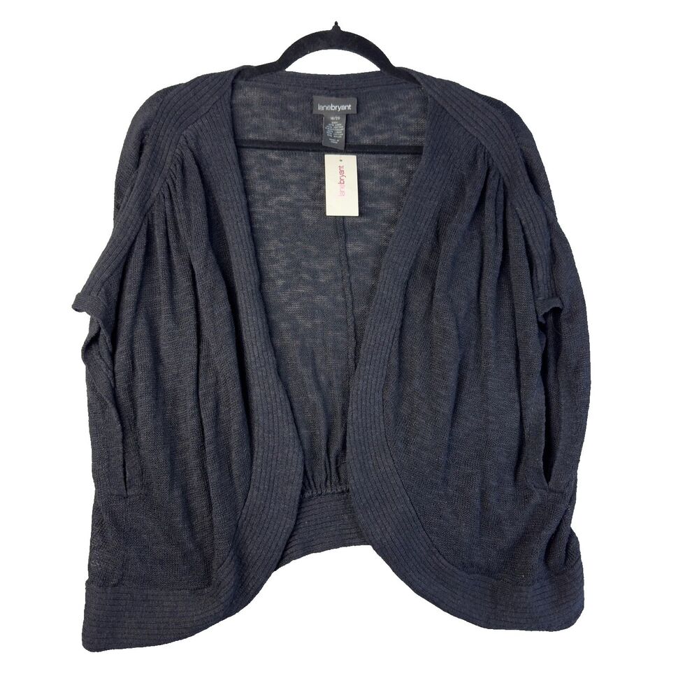 Lane Bryant Cardigan Womens 18/20 Black Open Front Waterfall Long Sleeve NWT